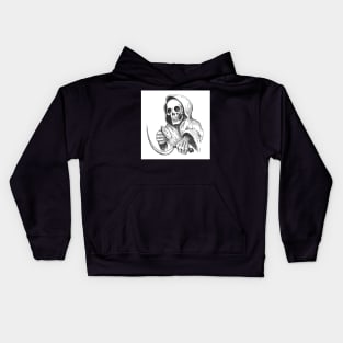 Death with sickle and pocket watch. Kids Hoodie